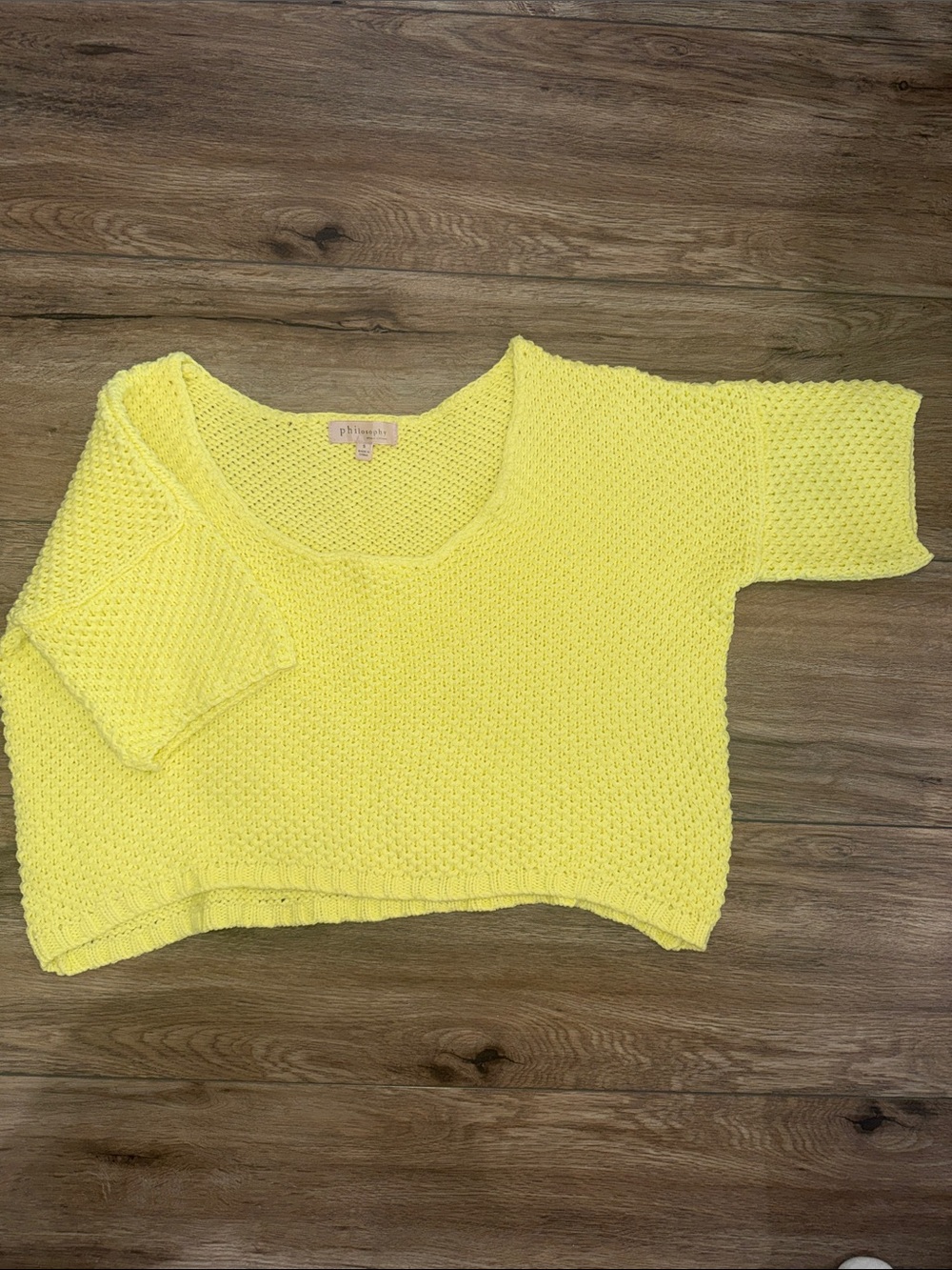 Philosophy Lemon Knit Scoop Neck Top Open Knit Sweater
